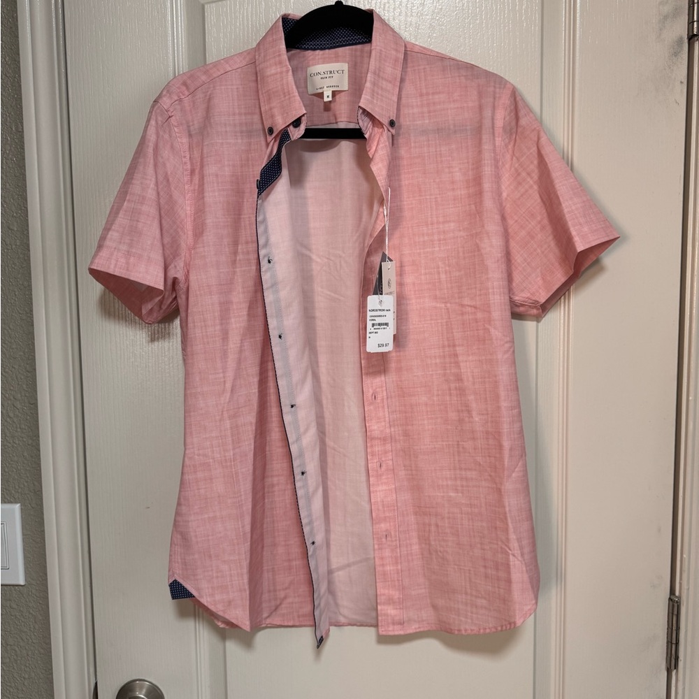 Pink Casual Button Down Shirt with Relaxed Fit